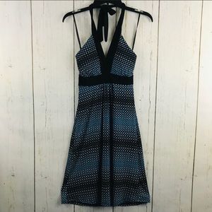 BDg Black and Blue Polka Dot Halter Dress